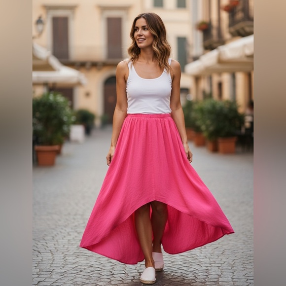 SHEIN Dresses & Skirts - SHEIN Vibrant Pink High-Low Skirt NWT